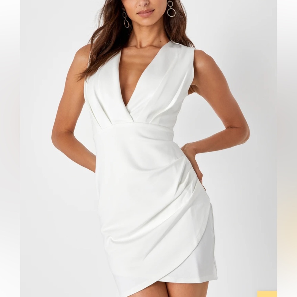 Lulus Cocktail Hour Ivory Wrap Dress